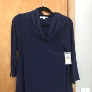 NWT Navy blue cowl neck blouse